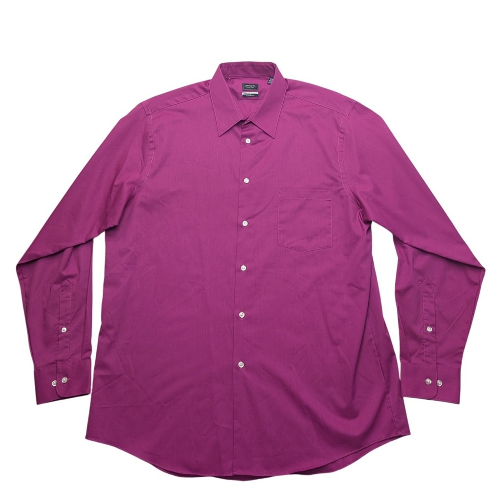 Arrow Button Down Mens 16-16.5 34/35 Magenta Purple Aroflex Classic Fit Shirt